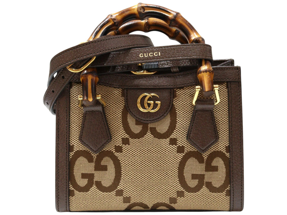 Gucci Bag Leather Brown GG Diana Jumbo Handbag - Picture 2 of 9